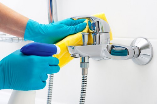 Professional cleaning supplies ready for a commercial cleaning job in Harringay